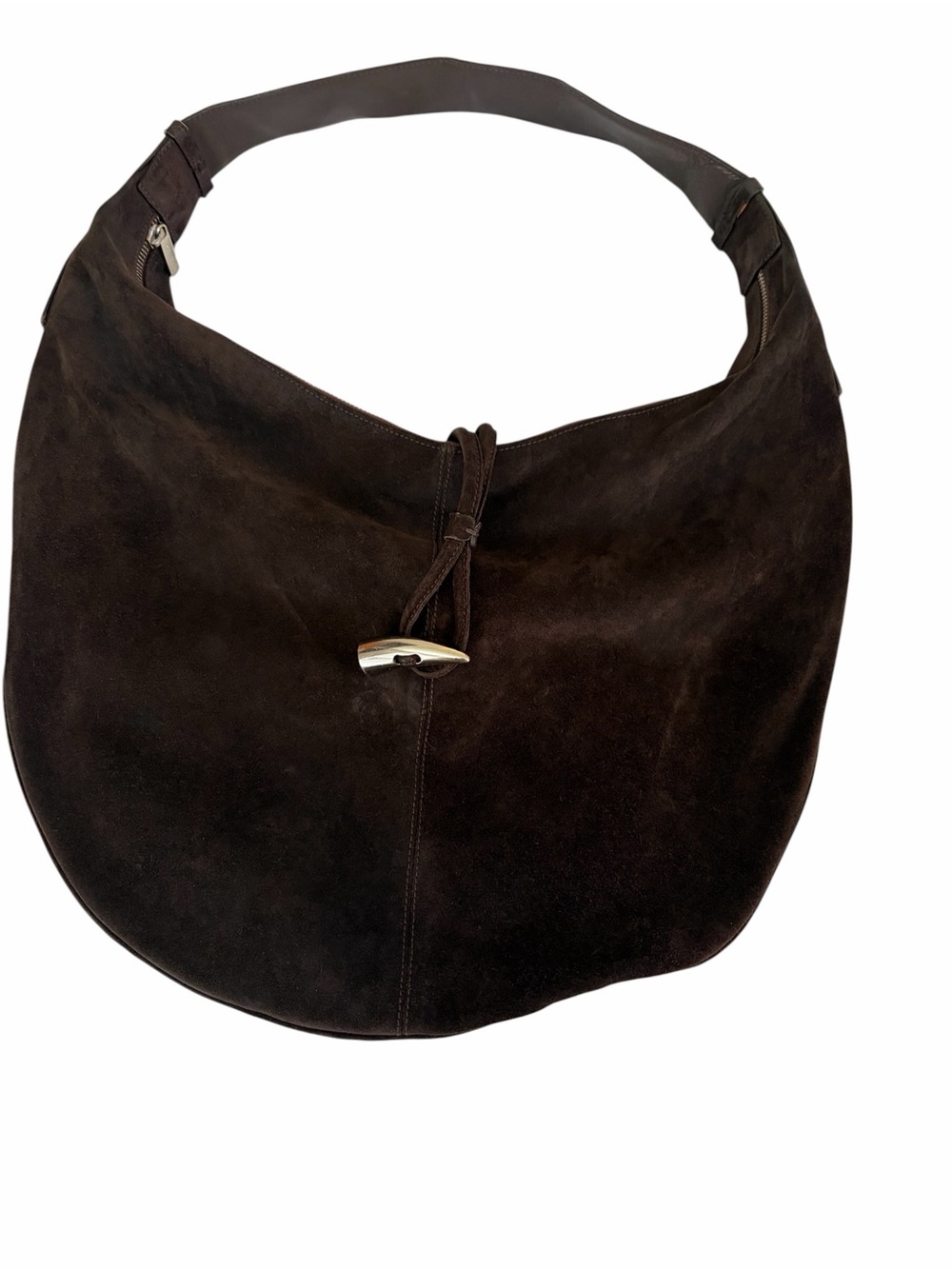 Authentic Burberry London Dark Brown Suede Hobo Shoulder Bag